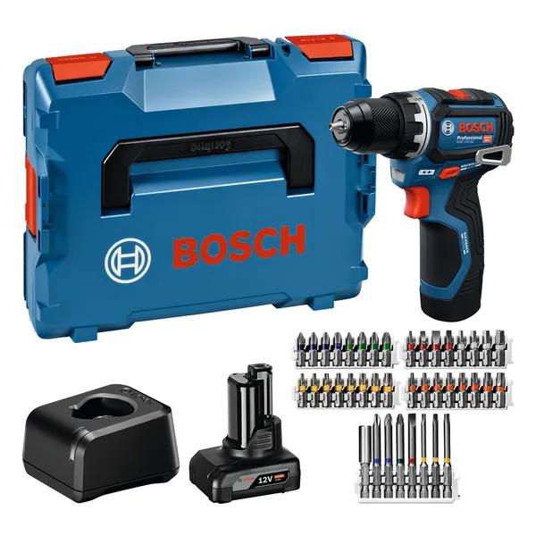 Bosch GSR 12V-32 akku-boremaskinesæt med tilbehør.